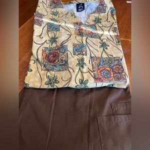 Brown & Tan Scrub Set